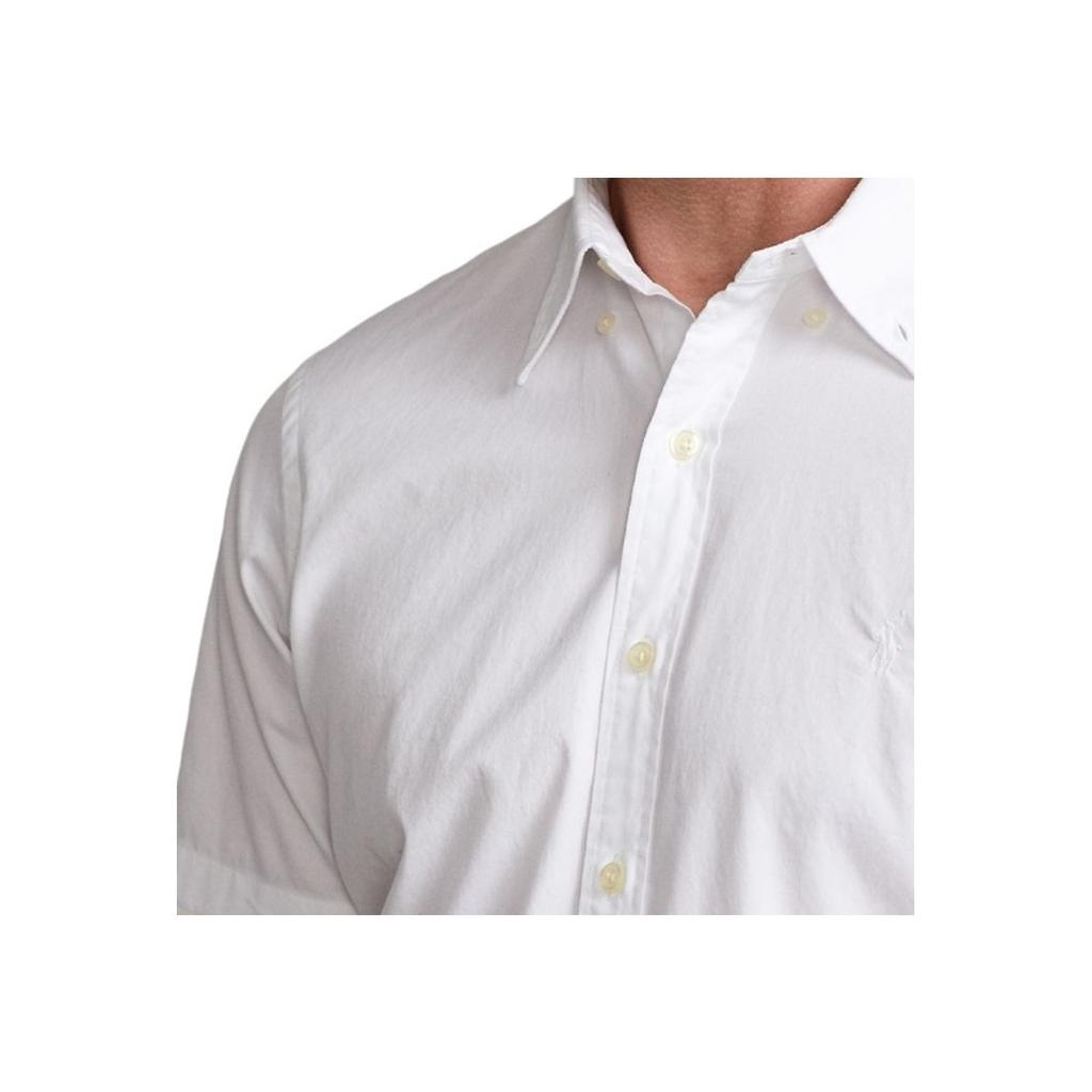 Polo Ralph Lauren SS22 Jednobarevná lněná keprová košile s krátkým rukávem Pánské košile Bílá MNPOWOV1N820464