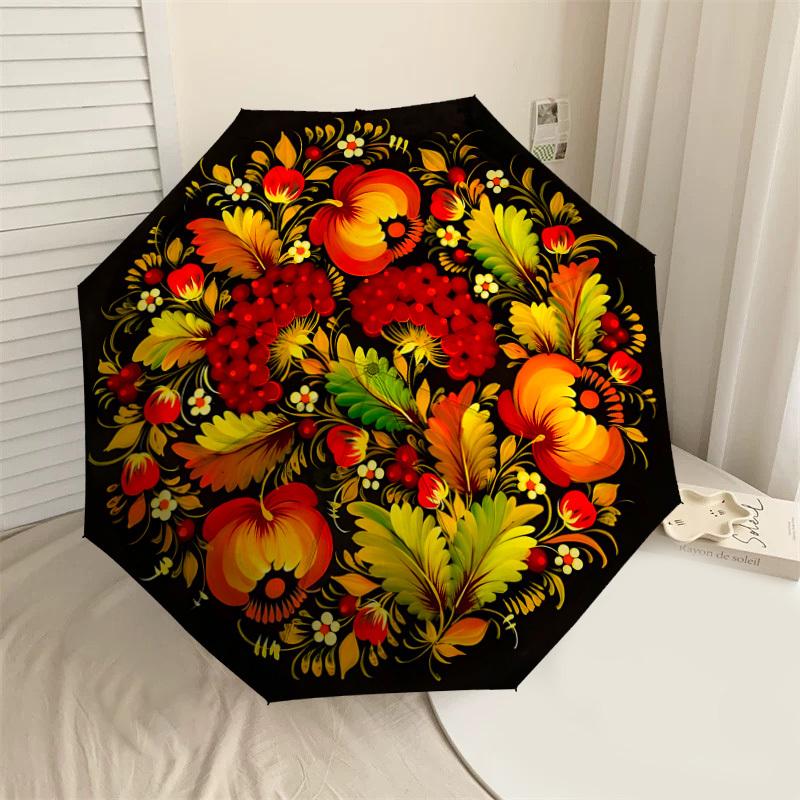 

1PC Floral pattern Circle designAutomatic Open/Close Umbrella with Windproof, 8-Rib Sturdy Canopy, Durable Ribs, Fashionable Design, Outdoor Accessory