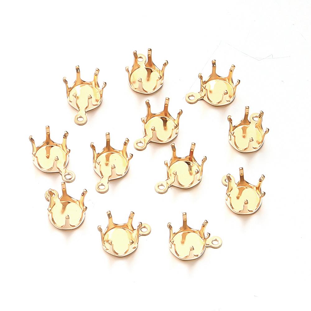 20-100pcs Square Round 4 5 6 7 8 10mm Crystal Glass Cabochons Base Metal Claw Settings Stud Earring Base Cabochon Came Tray