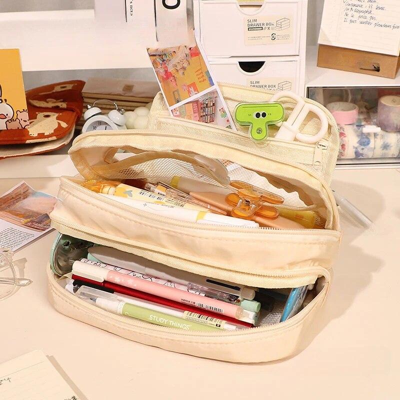 1 adet Kırtasiye Çantası Kalem Kutusu Büyük Kapasiteli Kalem Kutusu Kırtasiye Kutusu Kozmetik Çantası Taşınabilir Hediyeler