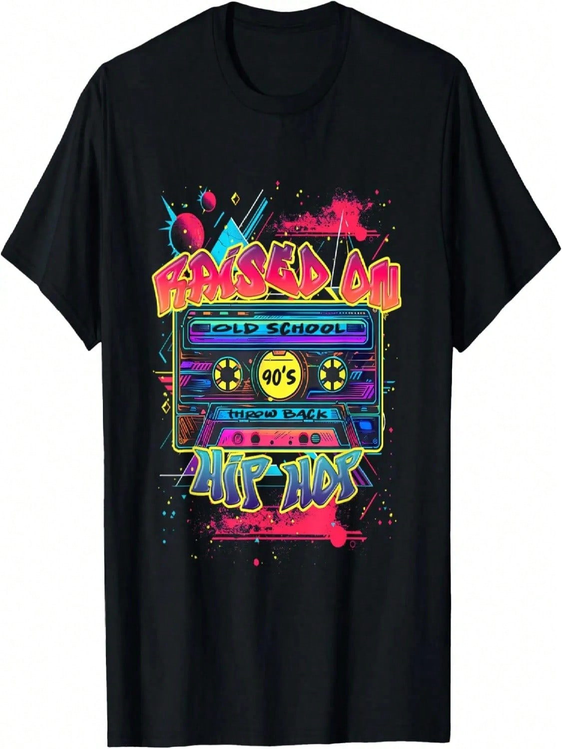 Retro Raised On Hip Hop 80s 90s Graffiti Cassette T-Shirt S разноцветный