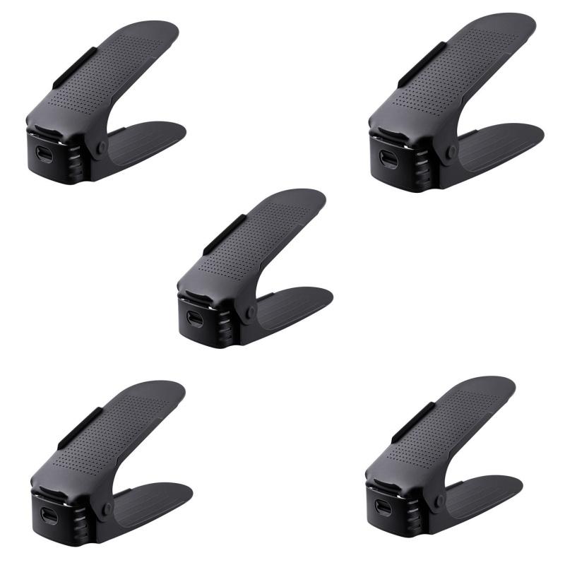 Household Creative Plastic Double Layered Adjustable Shoes Organizer Folding Shoe Storage Shoe Rack for Closet Organization