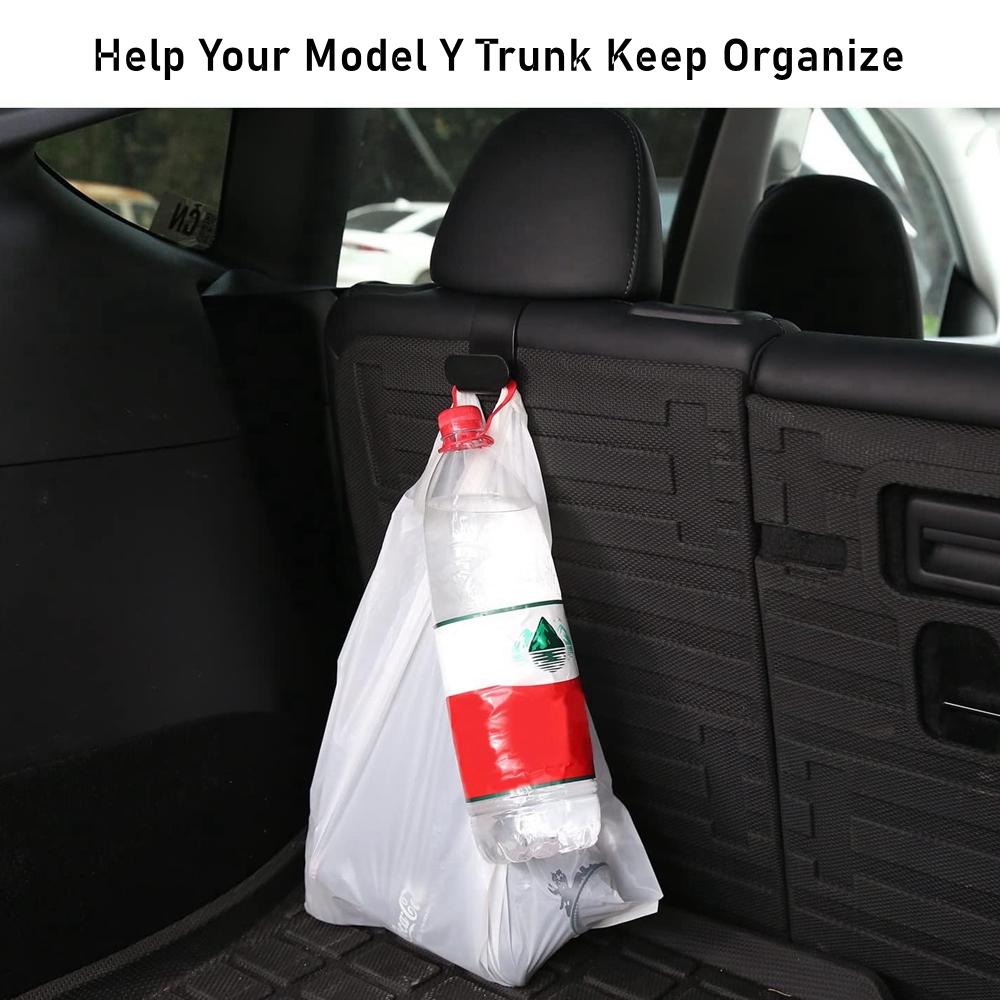 2pcs Trunk Grocery Bag Hook for 2025 Tesla Model Y Juniper Launch Trunk Organizers Multi-functional Seat Purse Storage Holder