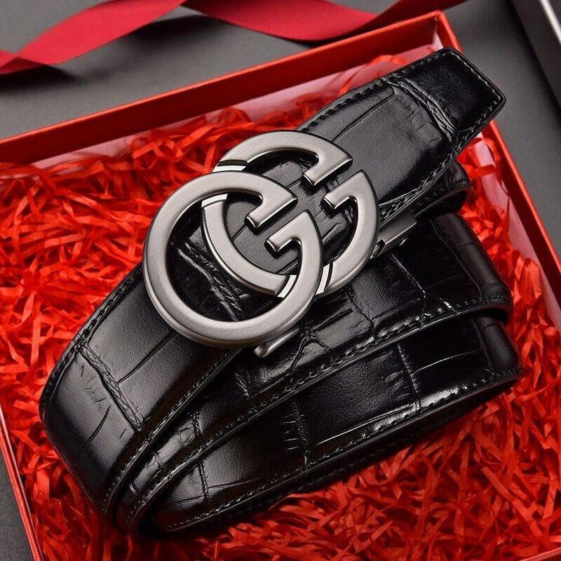 

Men s Genuine Leather Belt with Automatic Buckle – Versatile High-End Cowhide for Business Suit Pants. 115 cm