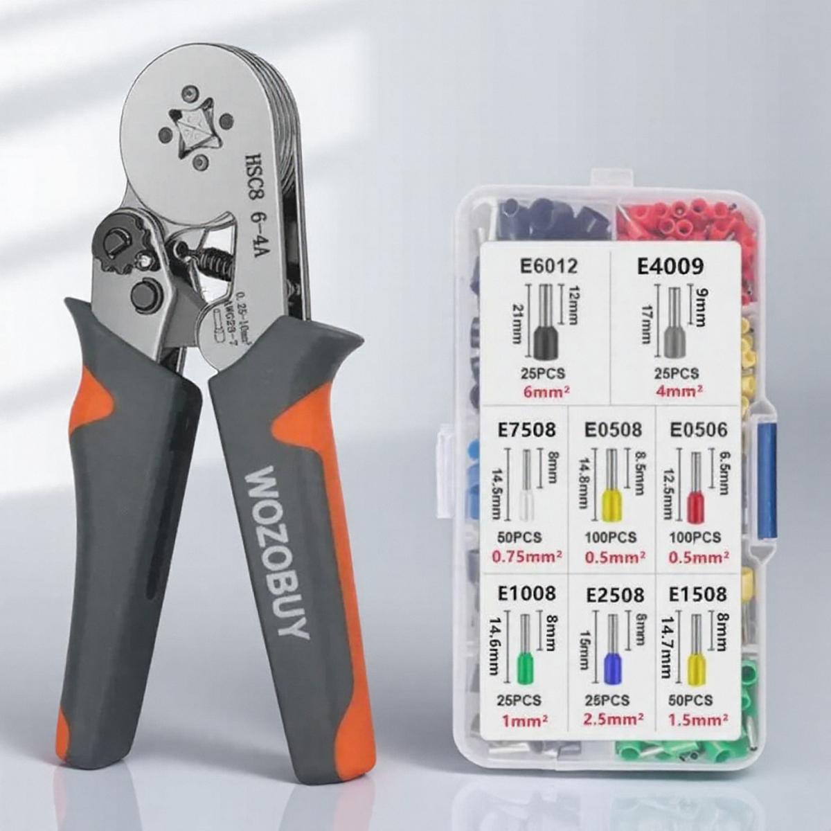 

Инструмент для обжима гильз HSC8 6-4 6-6 0.25-10мм² 0.25-6мм² Мини-электрические плоскогубцы для ремонта проводных соединений