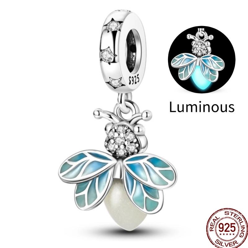Original Copper Charm Beads Luminous Firefly Tarot Card Perfume Butterfly Bead For Women Diy Bracelet Charm Jewelry