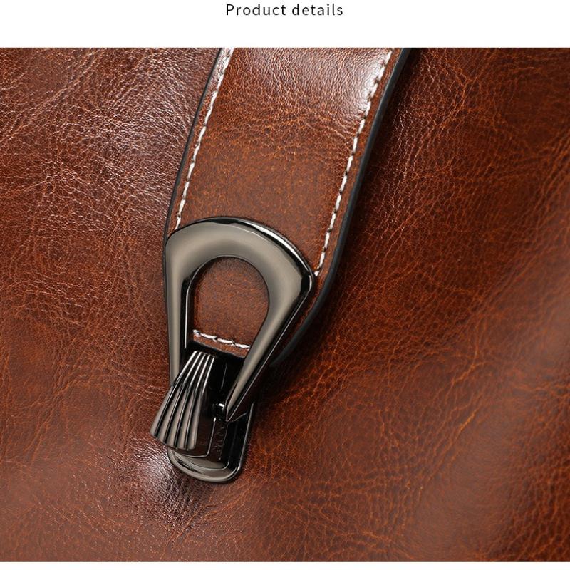 Real Oil Wax Leather Women's Bucket Bag Casual and Simple Handbag Large Capacity Ladies Cowhide Fashionable Crossbody Tote Bag