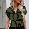 Ladies Summer Short Sleeve V Neck Casual Printed Pullover Blouse Shirt Top