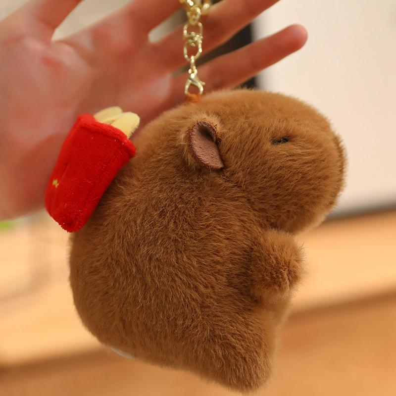 Foodie Capybara Pluche Speelgoed Schattig Mini Voedsel Capybara Trekdraad Speelgoed Grappige Sleutelhanger Hangers Tassen Decor Schattig Verjaardagscadeau 11cm