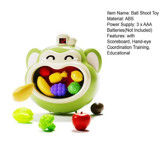Kids Money Ball Shoot Toy with Scoreboard Fruit Vegetable Accessories Hand-eye Coordination Toddlers Indoor Wall Mount Cartoon Monkey Feeding