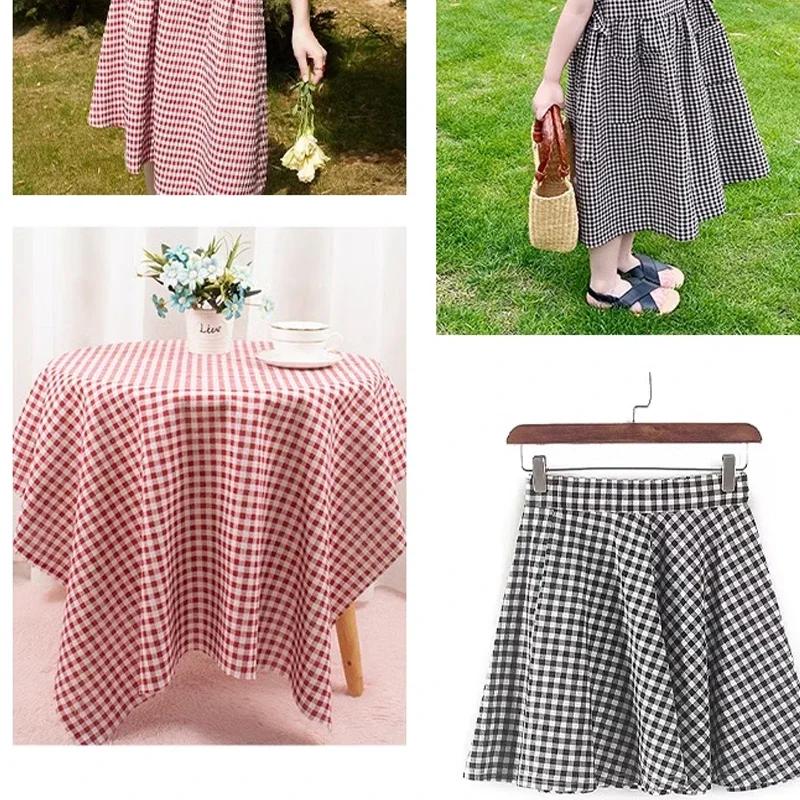 0.5m/1m/2m Pure Cotton Plaid Fabric For Tablecloths, Shirt, Women's Dresses,Home Decoration Dolls Handmade DIY Fabric TJ7400