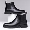 Business Formal Cotton Leather Shoes for Man Autumn Winter Fleece Thickened Warm and Anti-slip High-top Men's Ankle Boots Shoes