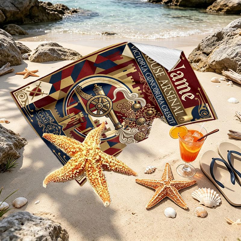 Custom Name Personalized Arsenal F.C Print Beach Towel, for Trip Camping Beach Party Home Decor, Birthday Gift for Family & Friends
