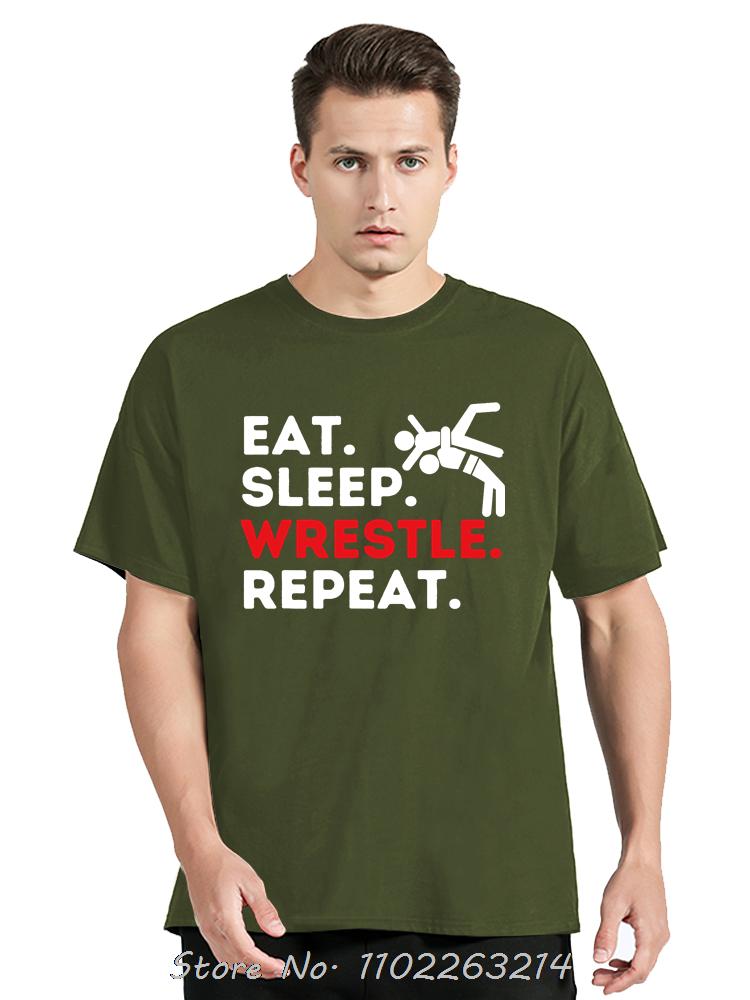 

Eat Sleep Wrestle Repeat Funny Wrestling Oversized T-shirt Wrestler Men s Clothing Fashion Fitness T Shirt Casual Cotton Tshirt 4XL