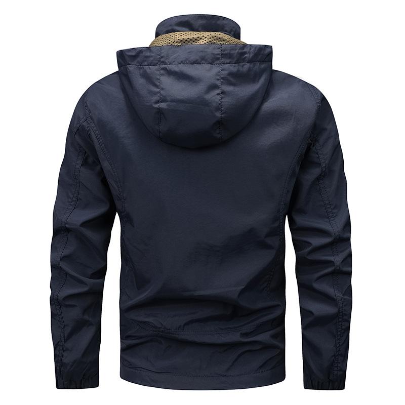 Jacke Herren Frühling und Herbst Casual Loose Outdoor Schnelltrocknende Jacke Kapuzenjacke Herren