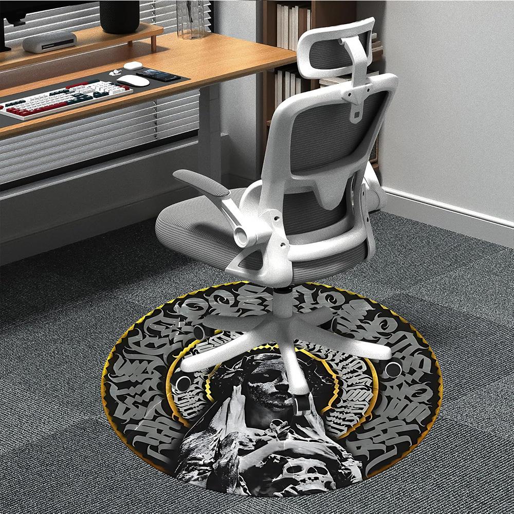 

1pc Gothic Statue Chair Carpet for Office, Round Non Slip Durable Large Size Office Carpet, Suitable for Office 80cm