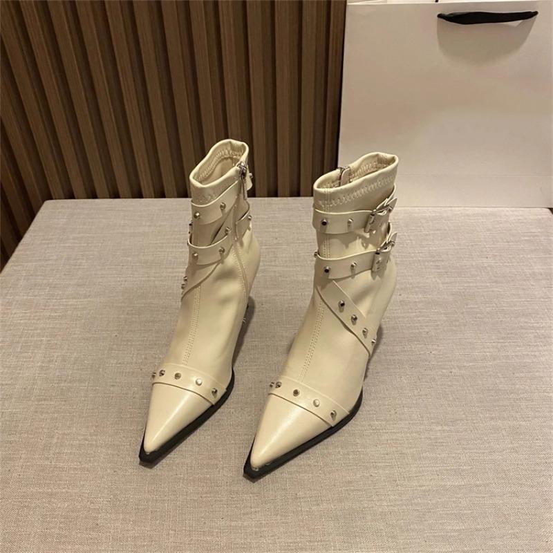 2025 New Women Boots Sexy Pointed Toe Shoes Luxury Party High Heels Shoes Winter Elegant Woman Ankle Boots Mujer Pumps Botas