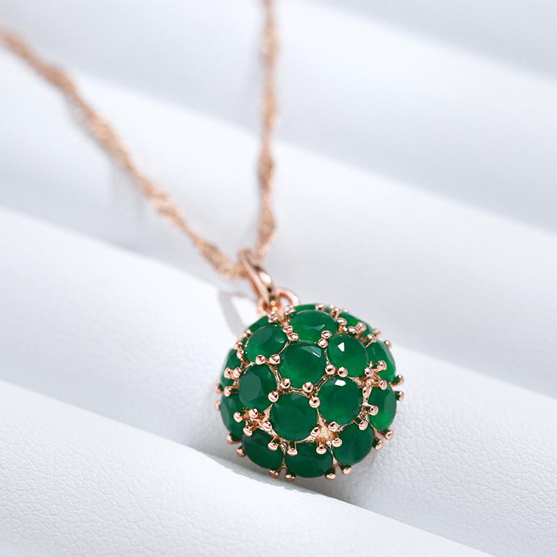 Unusual Full Sparkling Green Natural Zircon Pendant Necklace For Women Luxury  Rose Gold Color Party Daily Fine Jewelry