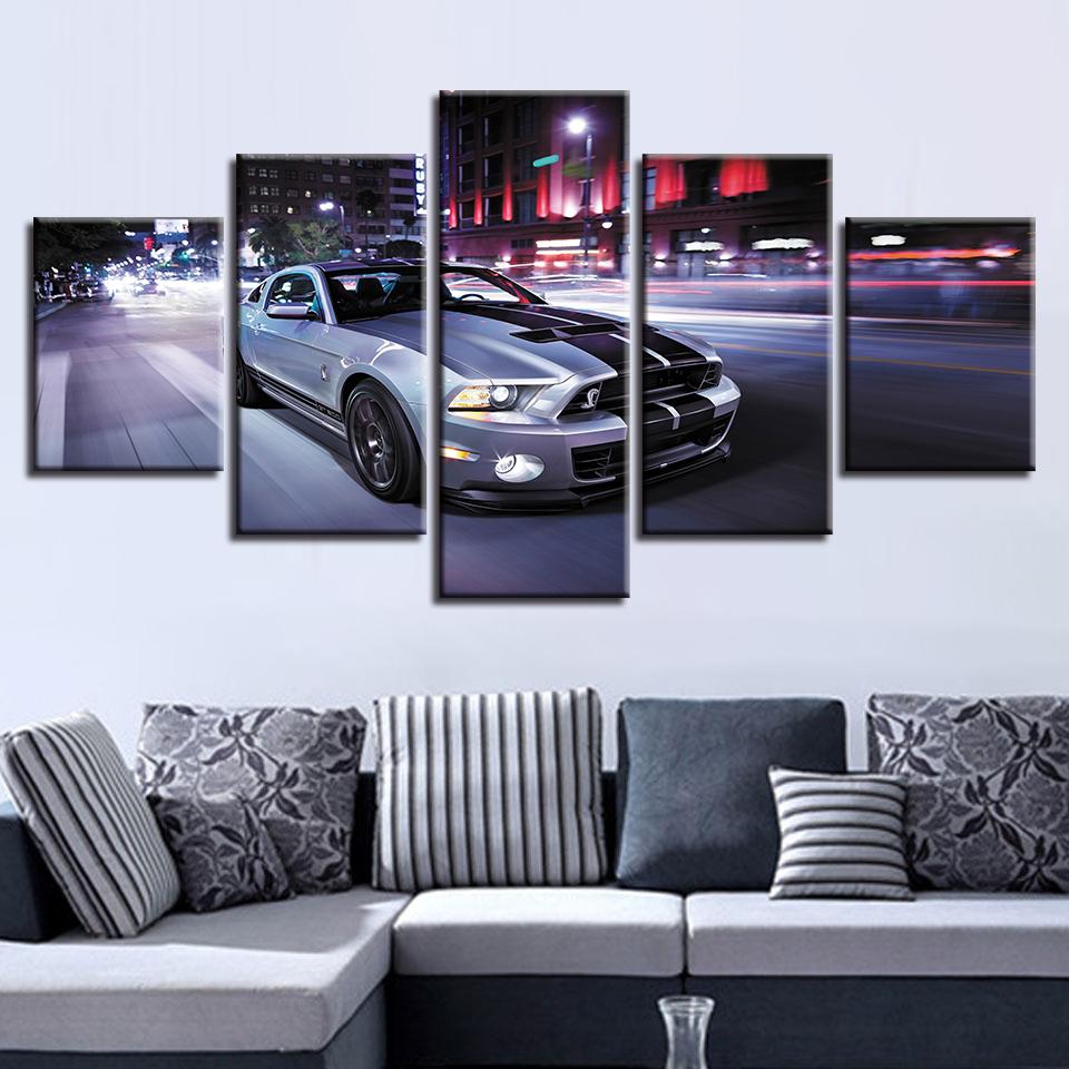 5 Panel Sports Car Home Decor Canvas Printed Living Room HD Modern Landscape Pictures Painting Wall Art Modular Poster Frame No Frame