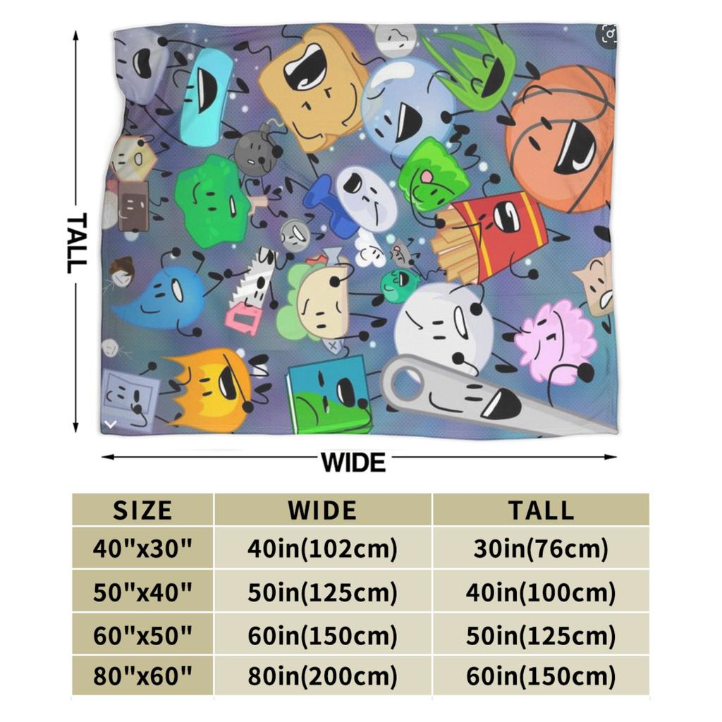 BFDI Throw Blanket Soft Novelty Blanket For Home Decor Travel Flannel Bedspread Bed Cover