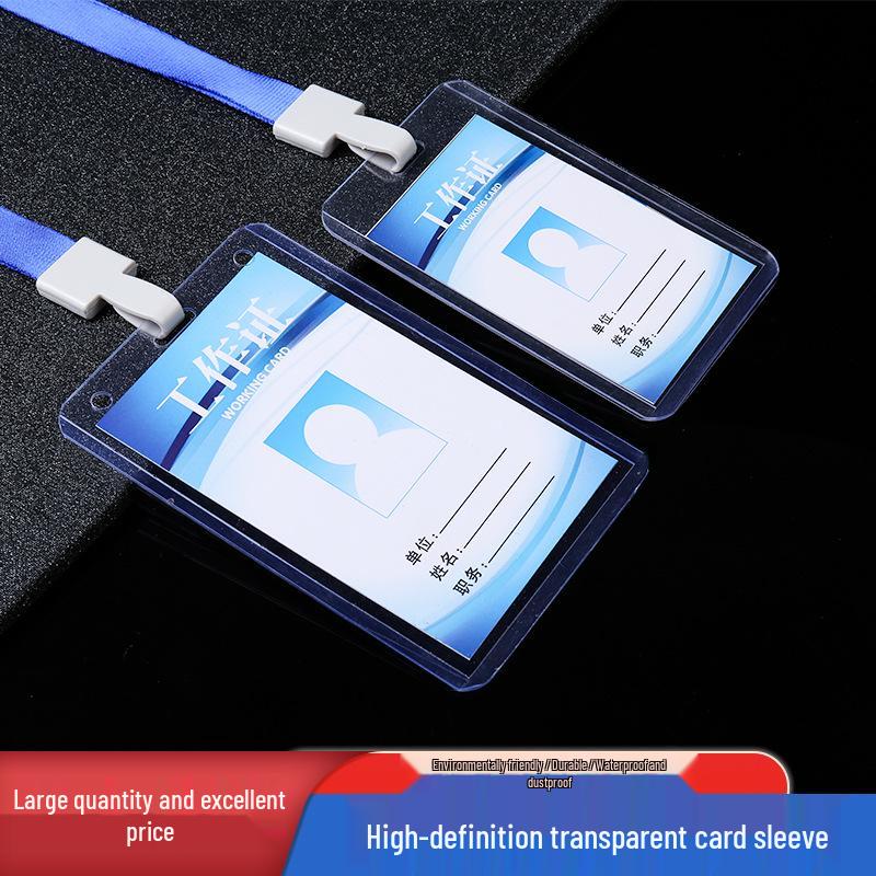 Double-Sided Transparent ID Holder with Lanyard for Student, Access, or Conference Pass and QR Code Tag
