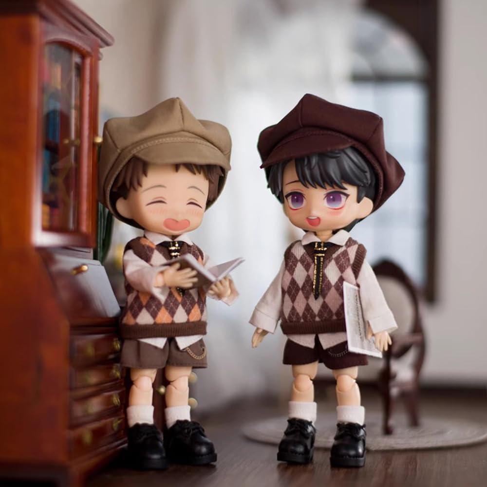 Niannyyhouse OB11 Size Obitsu Doll 11cm Body Compatible School Uniform Set BJD Doll Outfit (Hat, Shirt, Vest, Tie, Pants, Skirt, Shoes, Socks) 1/12