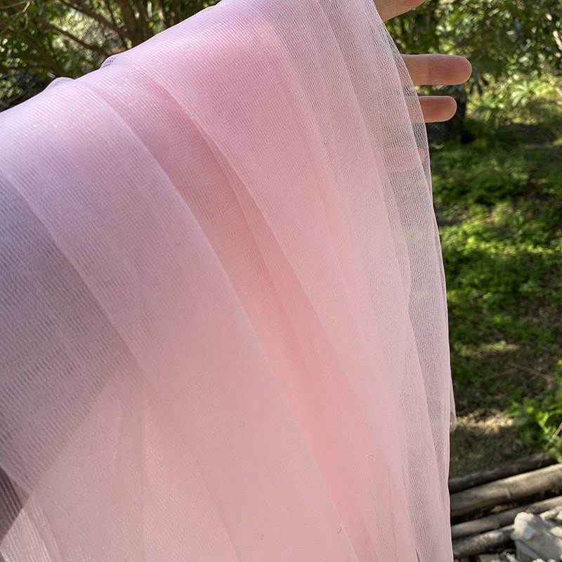 Light Pink Cherry Blossom Gauze Curtain with Pink Jade and Pink Bean Paste Highlights - Swiss Mosquito Net Yarn for Beauty Salon Ceiling.