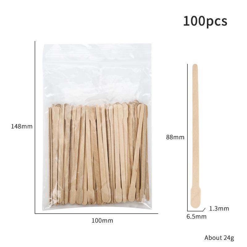 100 Disposable Wooden Sticks for Hair Removal Waxing & Scraping