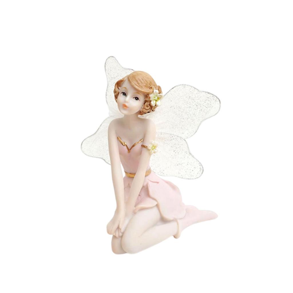Flower Fairy Figure Figurine Lovely Desktop Ornament Fairy Statue Sculpture Creative for Bookshelf Cabinets House Bedroom Gift