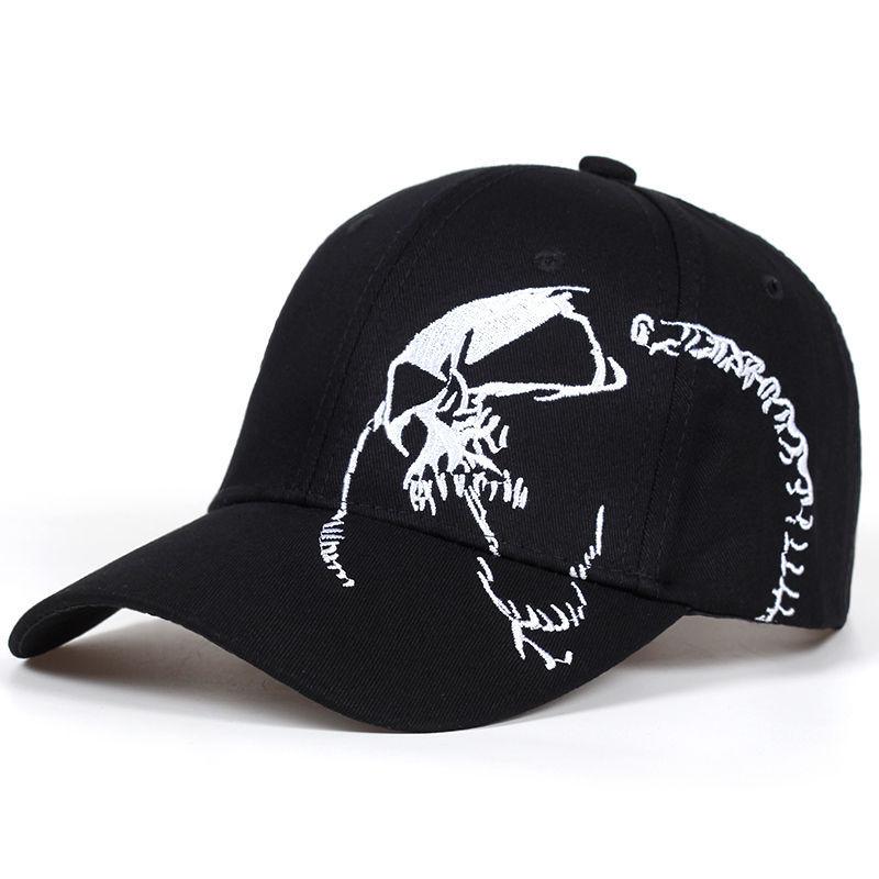 Unisex Baseballkappen mit seitlicher Totenkopf-Stickerei, für Frühling und Herbst, Outdoor, verstellbar, Anglerkappen, lässige Sonnenhüte