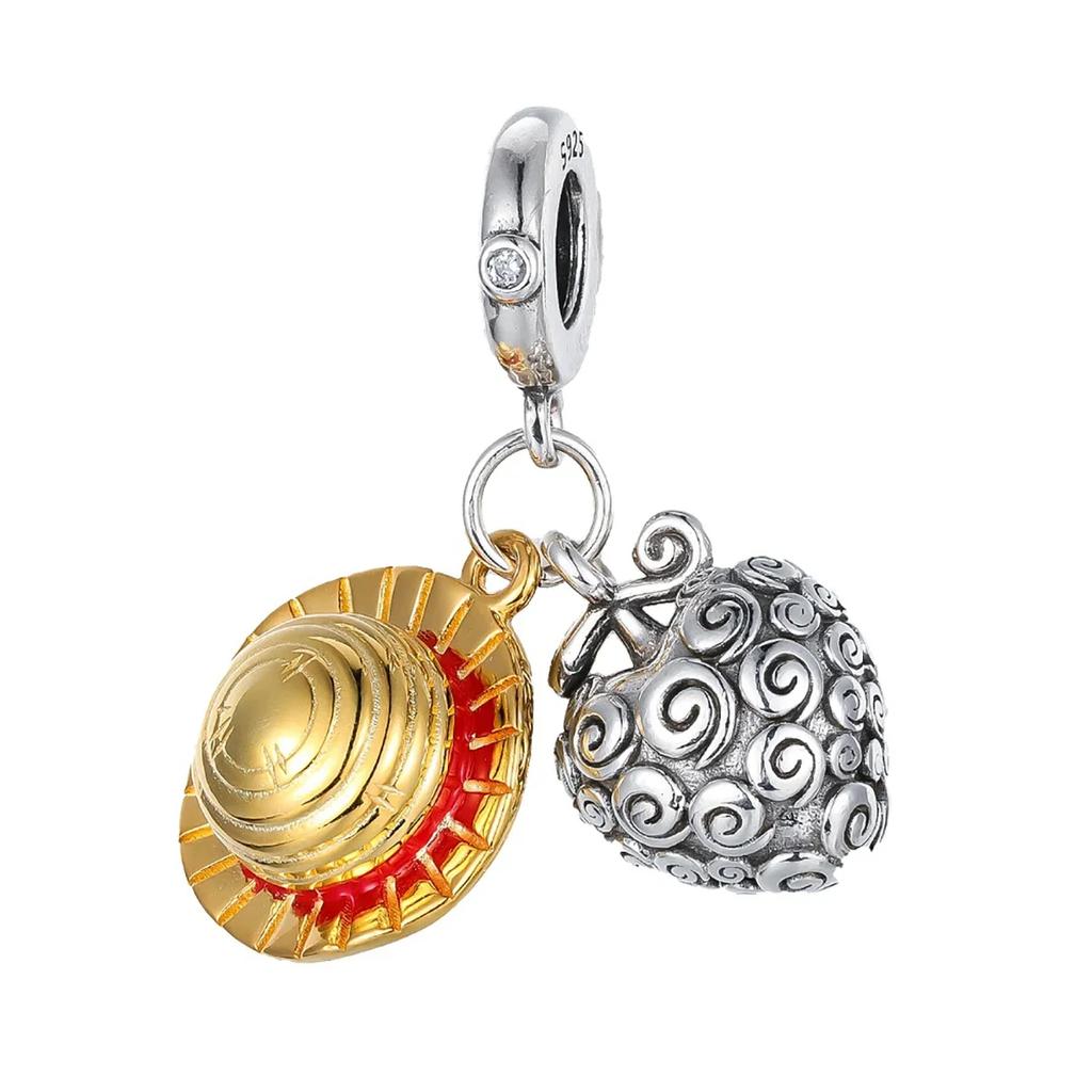 Jednodílný slaměný klobouk a přívěsky Hořící ovoce pro Original Charms náramek Měděný korálek přívěsek pro dámské šperky Tiki