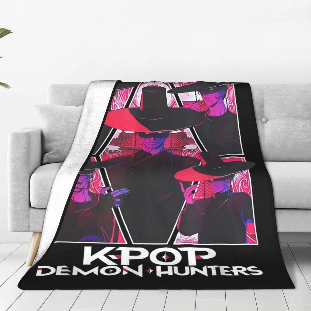 Super Soft BlanketGirls Boys Airplane Travel Saja Boys team KPop Demon Hunters Throw Blanket  Flannel Bedspread For Bed Cover