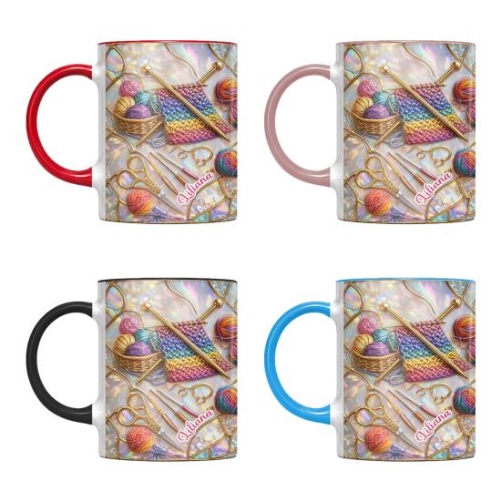 325/450ML Ferramentas de Tricô Costura Caneca de Café com Alça Cerâmica Resistente ao Calor Grande Capacidade Xícara para Beber Chá Leite Água Presente para Amante de Costura