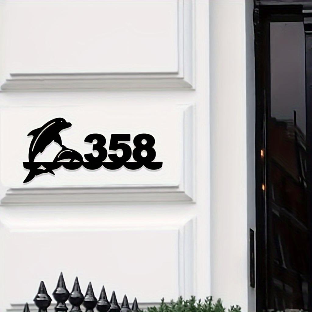 Customizable Metal Wall Art Dolphin Shark Silhouette Outdoor House Number Sign Durable Unique Gift