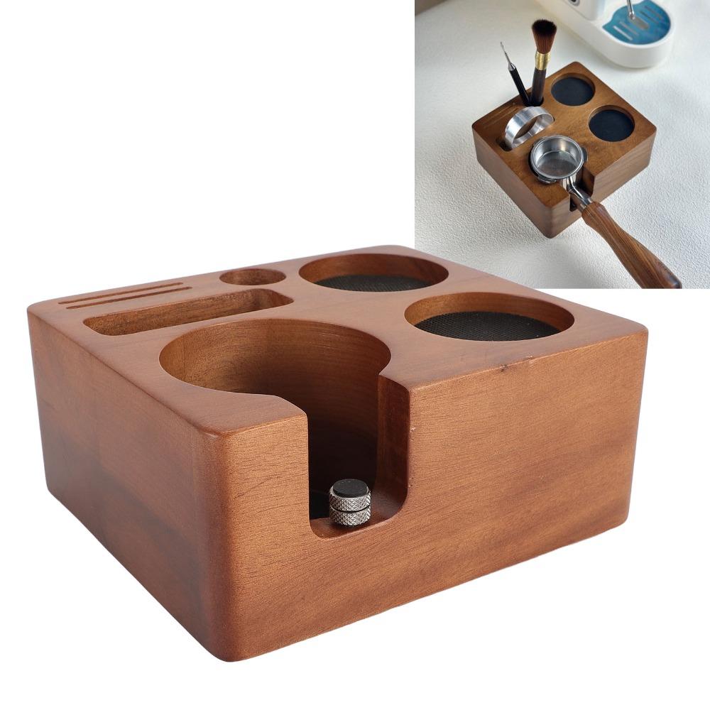 Multifunctional Coffee Tamper Station Compatible Wooden Tamper Stand Espresso Making