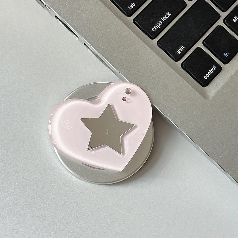 

Dot Diamond Star Mirror Small Gift Solid Color Heart Shaped Phone Airbag Bracket Telescopic Magnetic Ring Cross Border Wholesale