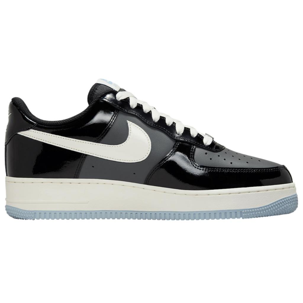 Nike Air Force 1 Low Black Iron Grey Patent Unisex Sneakers Armory-Blue Sail IB7676-001