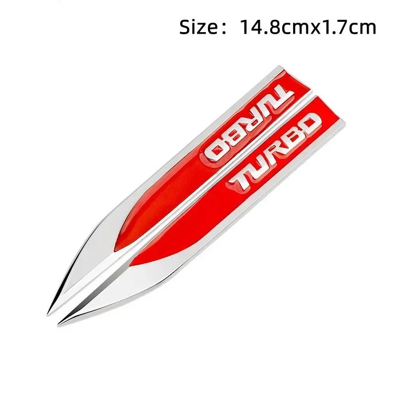 KMXGU1 2pcs X 3D Metal Turbo Logo Car Side Fender Blade Emblem Badge Sticker for Volkswagen Golf Honda Toyota Ford Mercedes Accessories NX3
