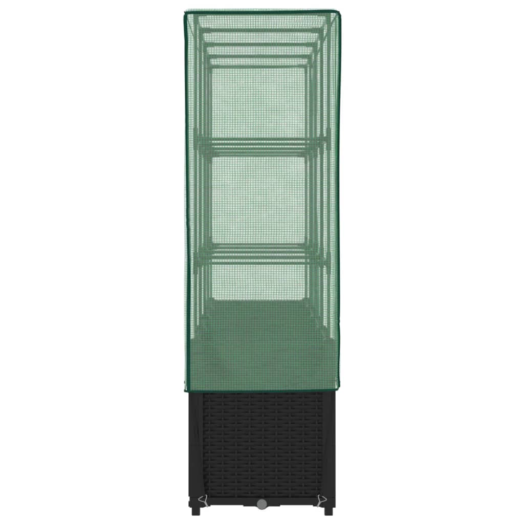 Vidaxl Raised Planter With Greenhouse, Rattan Look, 160X40X153 Cm