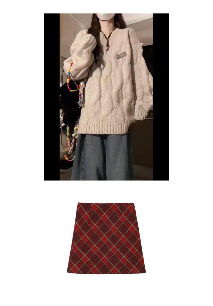Original Quality Milky Fufu Cable Knit Sweater - Loose, Thick, and Stylish Inner Wear