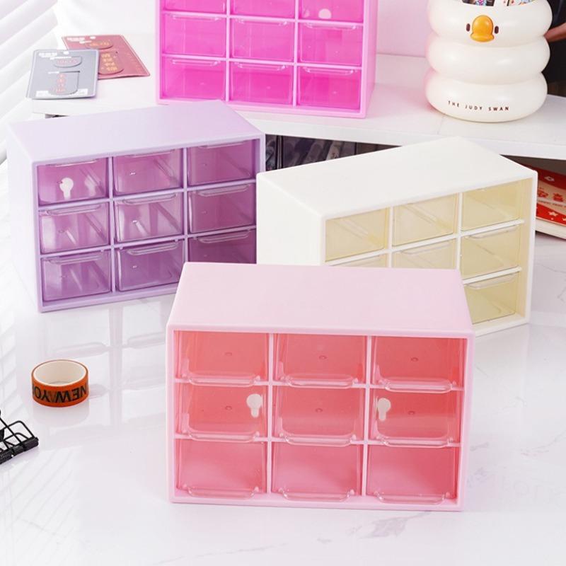Desk Storage Box for Mini Drawers, Stackable Nine-square Grid Storage Box, Hairpin/sticker/jewelry Accessories Storage Box