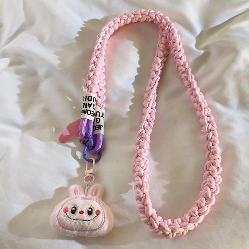 Kawaii Labbubu Phone Strap Long Single Shoulder Cell Phone Lanyard  With Pendant Adjustable Phone Leash  Anti Loss Rope