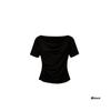 Summer Irregular Pure Desire Design Sentimental Neck Front Shoulder Skinny Short Sleeve T-Shirt Women