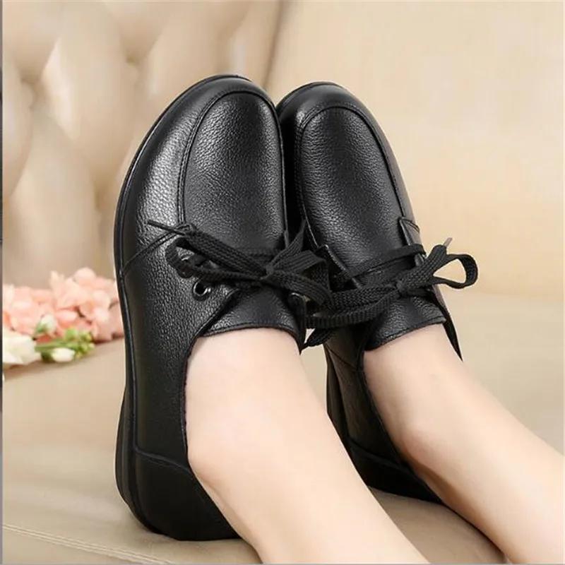 Dámské boty z pravé kůže Ploché mokasíny Boty Dámské Pohodlné Klínkové Dámské Ležérní Boty Měkké Hovězí Kůže Jednoduché Boty pro Maminku