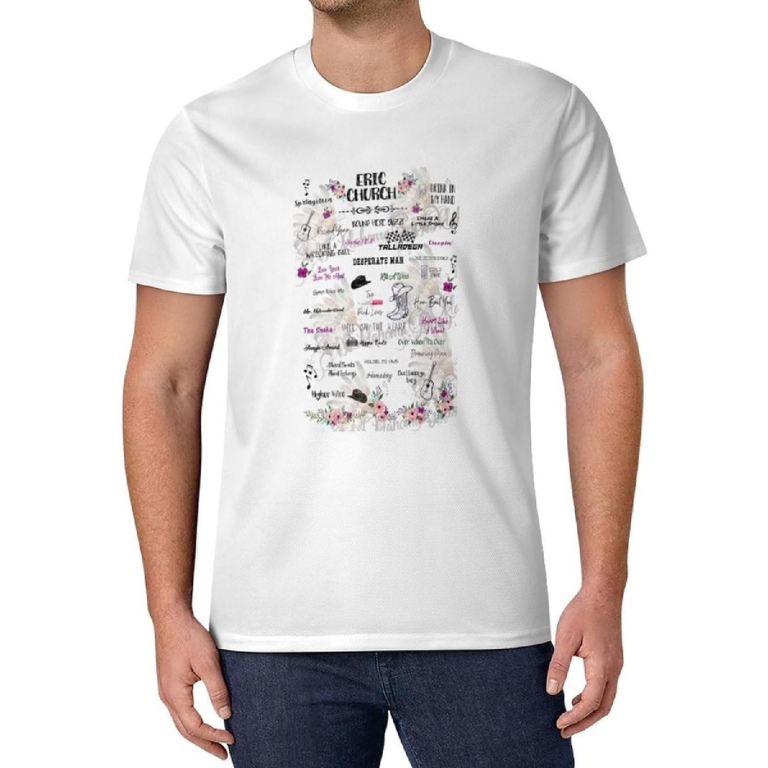 

lkzxswrq Eric Church Desperate1 Mens Short Sleeve T-Shirts Ice Silk Tee Shirt Crewneck Workout Tops Fitness Undershirt XXXXXL білий