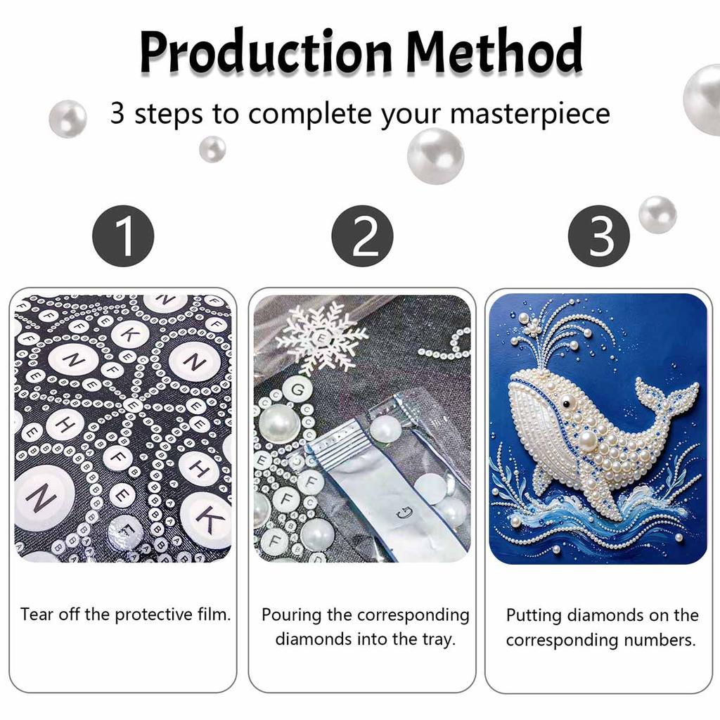 5D DIY Pearl Art Kit Blue Whale Themed Decor For Home Wall Decoration