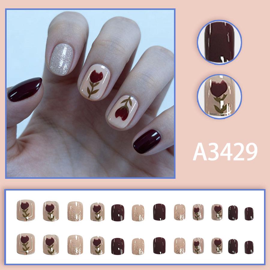 

Autumn/Winter Rose Pink Matte Color Block Nails - 24 Wearable Pieces
