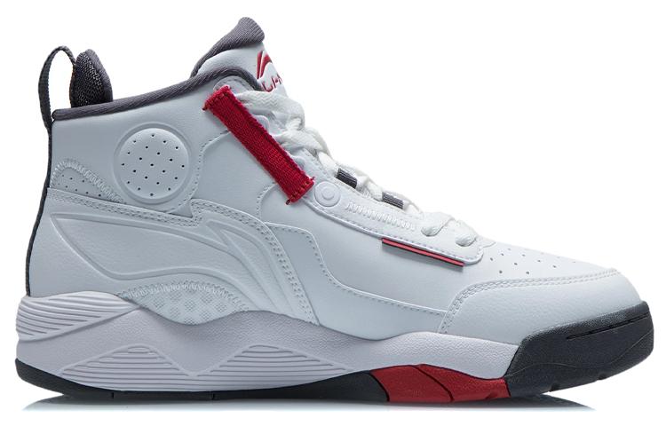 Li Ning Basketball Shoes Men's High Top White/Black/Red AGBR081-1