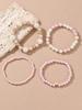 Women Elegant Faux Pearl Beaded Bracelets Combination Fashion Party Accessories