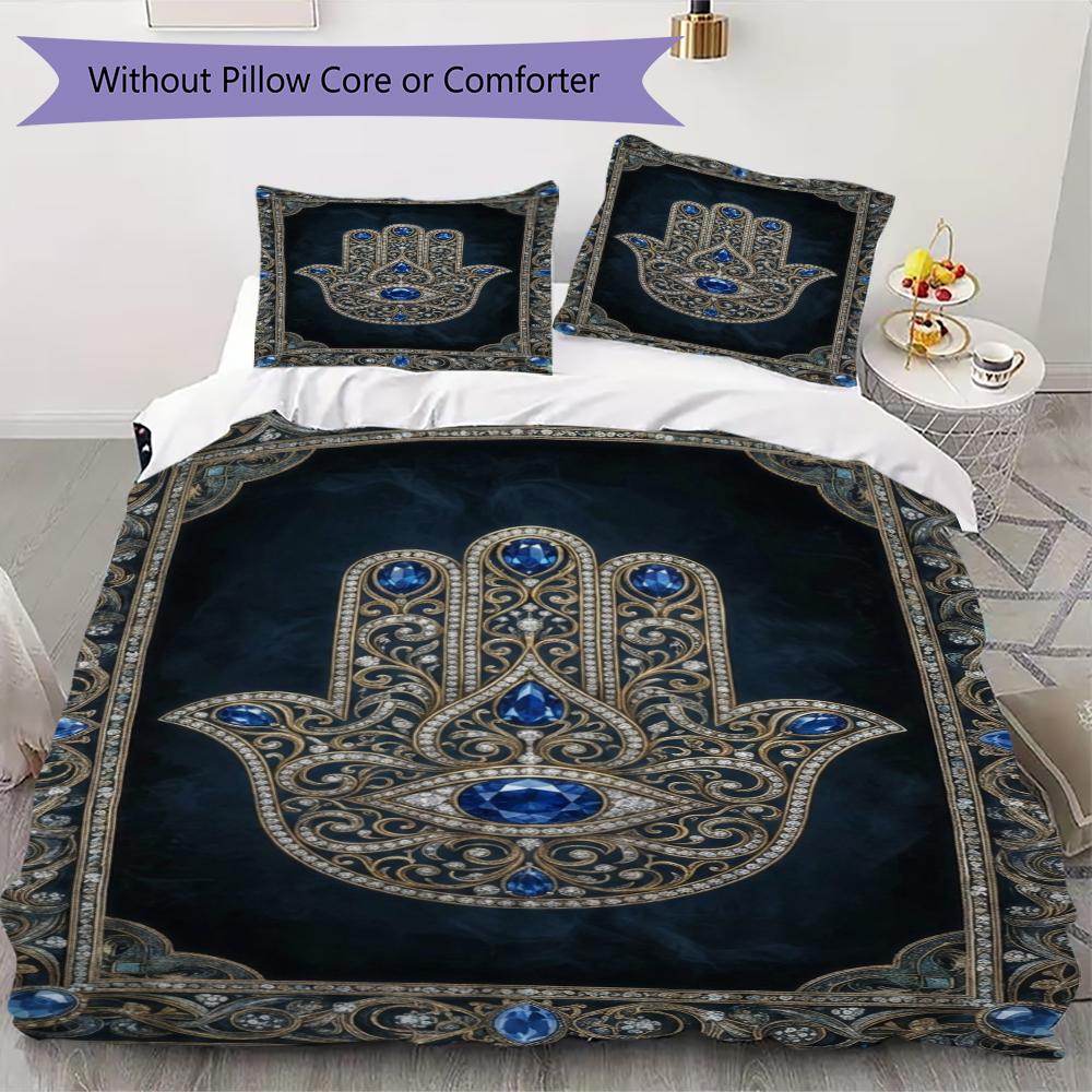 Hand of Fatima Pattern Bedding Uilt Set Uilt Cover Pillowcase Home Decoration Birthday Gift (1 * Duvet Cover + 2 * Pillowcase  Without Core)96